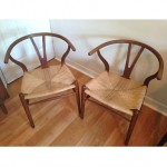 vintage pair original hans wegner wishbone chairs