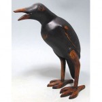 vintage primitive folk art hand painted wood crow