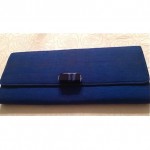 vintage raw silk clutch with lapis lazuli closure