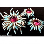 vintage schreiner brooch and earrings set