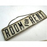 vintage steel embossed room for rent sign