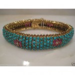 vintage van cleef & arpels ruby diamond turquoise bracelet