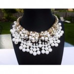 vintage white glass bead necklace