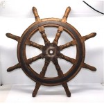 vintage wood and iron authentic ships wheel