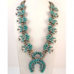 vintage zuni turquoise squash blossom necklace