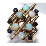 vintage 14k sapphire opal cocktail ring