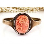 antique 1880s pearl coral cameo bracelet