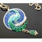 antique 1908 abrahall & bint peacock pendant necklace