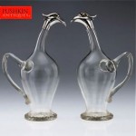 antique 1910s austrian silver glass novelty claret jugs