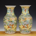 antique 19th century chinese porcelain hunting scene vases