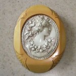 antique art nouveau bakelite cameo pin