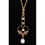 antique art nouveau pearl diamond necklace