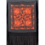 antique chinese silk fringe piano shawl