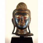 antique gilt bronze buddha head