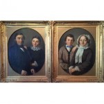 antique pair 19th century french oil portraits