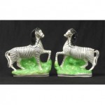 antique pair 19th century staffordshire zebra figures