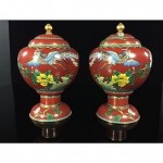 antique pair chinese cloisonne urns