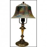 antique pairpoint brass boudoir lamp with handpainted shade