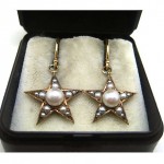 antique victorian 14k pearl star earrings