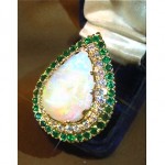 vintage 14k black opal diamond emerald cocktail ring