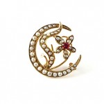 vintage 14k ruby pearl pin