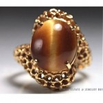 vintage 14k tigers eye quartz cocktail ring