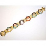 vintage 18k toshikane porcelain button bracelet