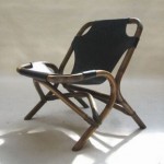 vintage 1950s bamboo leather lounge chair