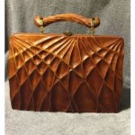 vintage 1950s carved wood handbag