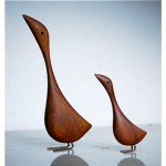 vintage 1950s hermann bojesen walnut bird sculptures