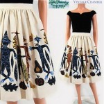 vintage 1950s kate greenaway novelty print skirt