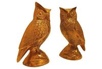 vintage 1960s brass owl bookends