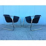 vintage 1970s italian chrome leather sling lounge chairs