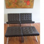 vintage 1970s pair knoll barcelona chairs and ottomans