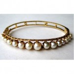 vintage art deco 14k graduated pearl bracelet