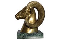 vintage brass ram bust