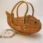 vintage cappelli straworld wicker fish purse