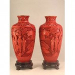 vintage chinese cinnabar vases