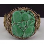 vintage chinese jadeite silver filigree bracelet