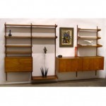 vintage danish modern teak wall unit