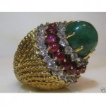 vintage david webb 18k jeweled cocktail ring