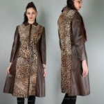 vintage dyed pony fur and leather coat