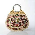 vintage embroidered handbag with jade closure