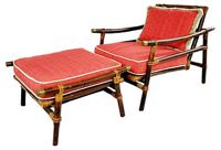 vintage ficks reed rattan chair and ottoman