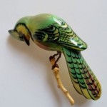 vintage hand carved painted takahashi bird pin