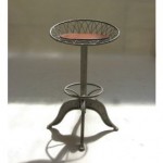 vintage industrial adjustable metal leather architect stool