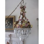 vintage italian porcelain rose crystal chandelier