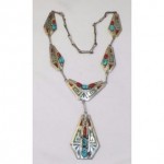 vintage jimmie patterson navajo sterling inlay necklace