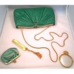 vintage judith leiber snakeskin bag with accessories