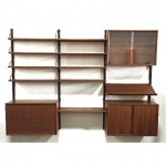 vintage mid-century cado walnut wall unit